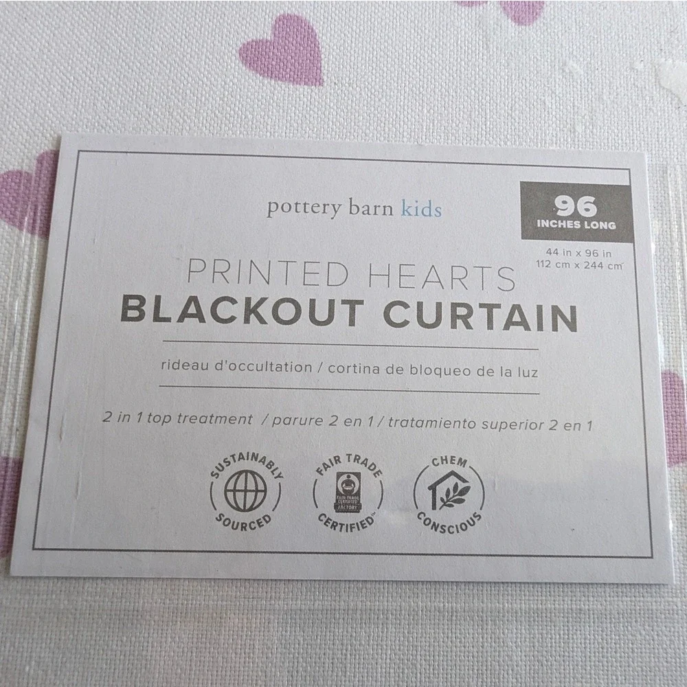 Pottery Barn Kids Printed Hearts Blackout Curtain 96